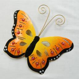 Set Of 3 Metal Butterfly Wall Hanging - Orange - thumbnail 2