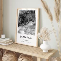 Jamaica Travel Print Black & White Caribbean Wall Art - thumbnail 3