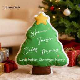 Personalized Holiday Pillow, 3D Christmas Tree Kids Decor, Throw Family Gifts - thumbnail 1