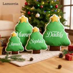 Personalized Holiday Pillow, 3D Christmas Tree Kids Decor, Throw Family Gifts - thumbnail 2