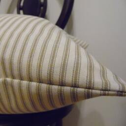 Khaki Ticking Stripe Pillow Cover Farmhouse Style Slipcover - thumbnail 3