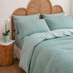 25 Colors Waffle 100% Cotton Duvet Cover Set - thumbnail 2