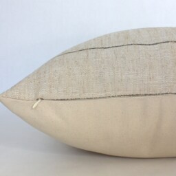Light Neutral Lumbar Pillow Cover, Striped Beige Throw Pillow, Cream Cushion For Couch, Farmhouse -- Evans - thumbnail 3