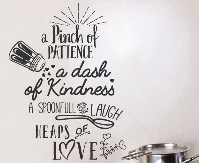 A Pinch Of Patience Dash Kindness Spoonful Laugh Heaps Love - Kitchen Cooking Home Family Wall Decal Quote Vinyl Lettering T68 - image 1