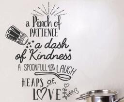 A Pinch Of Patience Dash Kindness Spoonful Laugh Heaps Love - Kitchen Cooking Home Family Wall Decal Quote Vinyl Lettering T68 - thumbnail 1