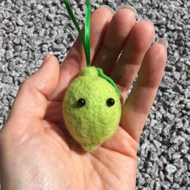 Lime Bauble Needle Felted Decoration Handmade From Sheep Wool - image 1