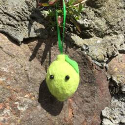 Lime Bauble Needle Felted Decoration Handmade From Sheep Wool - thumbnail 3