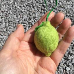 Lime Bauble Needle Felted Decoration Handmade From Sheep Wool - thumbnail 2