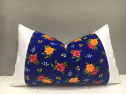 Floral Ikat Pillow Cover, Handwoven Silk Cushion - 12x20