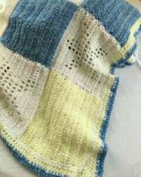Handmade Crocheted Gingham-Style Soft Baby Blankets - Green, Yellow, Blue, Light White W/Stars & Starbursts Custom Orders Available - thumbnail 1
