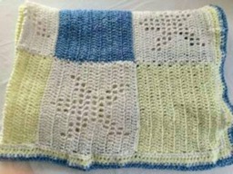 Handmade Crocheted Gingham-Style Soft Baby Blankets - Green, Yellow, Blue, Light White W/Stars & Starbursts Custom Orders Available - thumbnail 2
