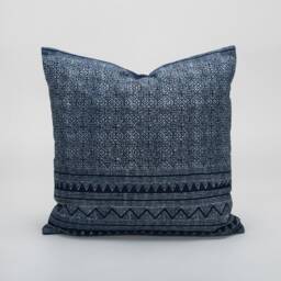 Indigo Batik Throw Pillow Cover, Hmong Hill Tribe Design - 20x20 - thumbnail 1