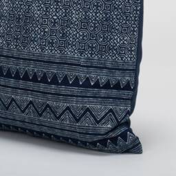 Indigo Batik Throw Pillow Cover, Hmong Hill Tribe Design - 20x20 - thumbnail 3
