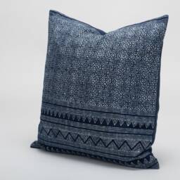 Indigo Batik Throw Pillow Cover, Hmong Hill Tribe Design - 20x20 - thumbnail 2