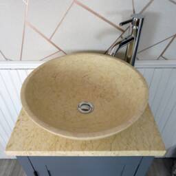 Cloakroom Bathroom Vanity Unit Grey Cream Marble Stone Wash Stand & Basin 308Gcm025cm - thumbnail 4