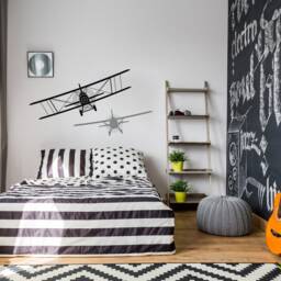 Set Of 2 Airplanes Wall Decal Kids Nursery Aviation Art, Boys Bedroom Decor Q185 - thumbnail 3