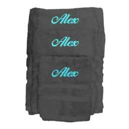 Embroidered Turquoise Egyptian Cotton Towel Bale, Personalized Set - thumbnail 4