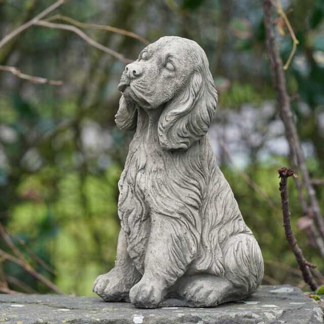 Spaniel Stone Statue - Animal Puppy Dog Outdoor Garden Sculpture Figure Ornament - image 1