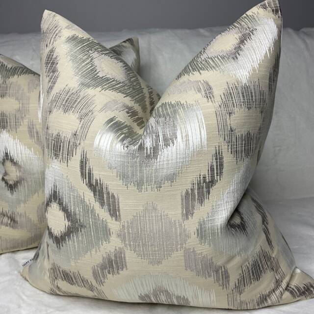 Luxury Cushion Pillow Cover Studio G Designer Fabric Natural Ivory Silver High Quality Handmade Double Sided Made in UK Geometric - image 1