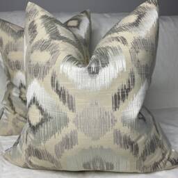 Luxury Cushion Pillow Cover Studio G Designer Fabric Natural Ivory Silver High Quality Handmade Double Sided Made in UK Geometric - thumbnail 4