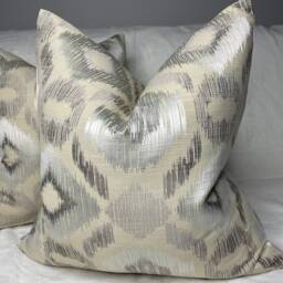 Luxury Cushion Pillow Cover Studio G Designer Fabric Natural Ivory Silver High Quality Handmade Double Sided Made in UK Geometric