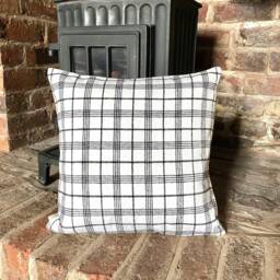 614. Handmade Black & White Check Tweed Cushion Cover. Various Sizes