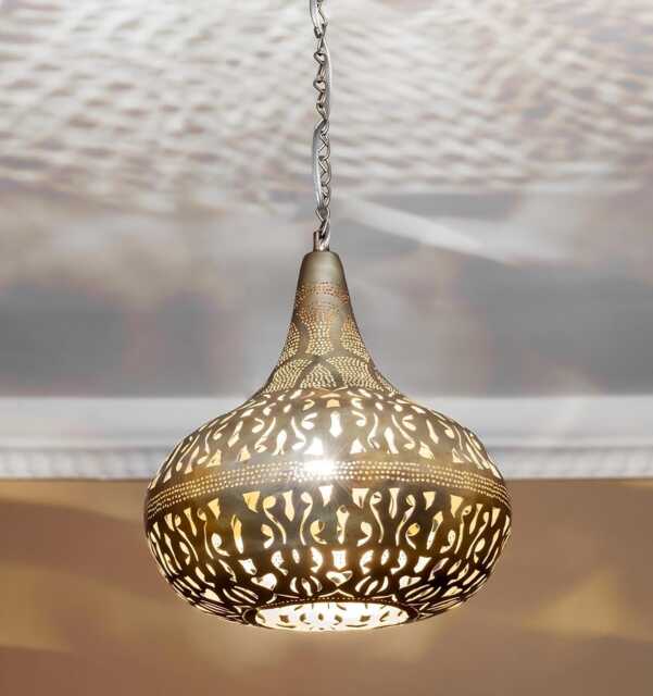 Bronze Moroccan Lantern Handcut Brass Pendant Light - Ceiling Fixture - image 1