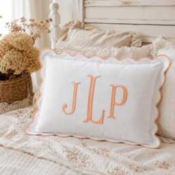 Custom Text Embroidered Pillow Cover, Monogram Nursery Decor Cushion, Baby Room Pillow, Preppy Home Gift - thumbnail 4