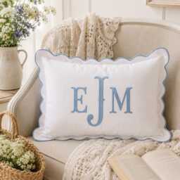 Custom Text Embroidered Pillow Cover, Monogram Nursery Decor Cushion, Baby Room Pillow, Preppy Home Gift - thumbnail 3