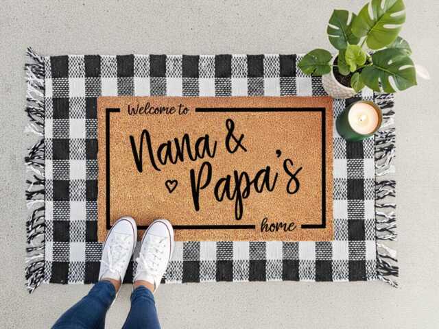 Grandparent Gifts - Custom Coir Mat Home Decor Nana Papa Doormat Housewarming Grandparents Welcome Door Personalized - image 1