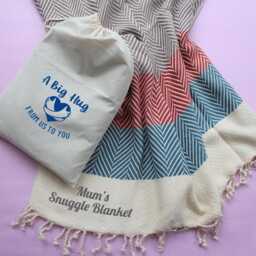 Personalised Cotton Throw Blanket, Cotton Anniversary Gift, Gift For Her, Gift Mum, Set, Birthday - thumbnail 3