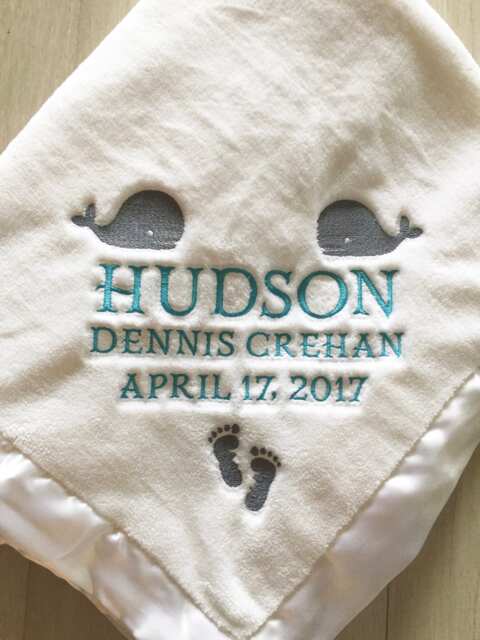 Custom Baby Birth Blanket. Embroidered & Personalized. Statistics. Gift. Grandparent - image 1