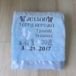 Custom Baby Birth Blanket. Embroidered & Personalized. Statistics. Gift. Grandparent - thumbnail 3