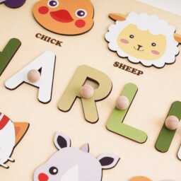 Personalized Baby Name Puzzle, Montessori Wooden Toy, Early Learning Custom Busy Board, Christmas Gift For Kids, First Birthday - thumbnail 4