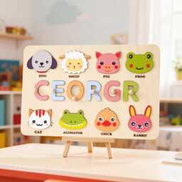 Personalized Baby Name Puzzle, Montessori Wooden Toy, Early Learning Custom Busy Board, Christmas Gift For Kids, First Birthday - thumbnail 2