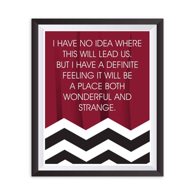 Twin Peaks Poster Wonderful & Strange Place Quote Print Red Room Agent Cooper David Lynch Black Lodge Fire Walk With Me - image 1