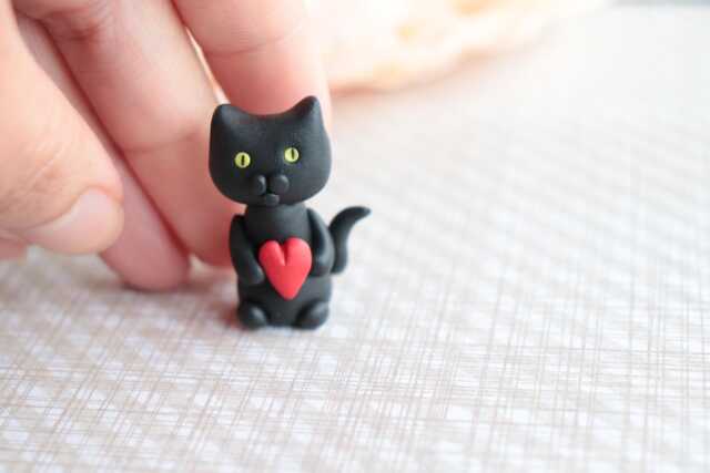 Pocket Pet Polymer Clay Cat Figurine Emotional Support Desk Buddy - image 1