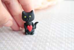 Pocket Pet Polymer Clay Cat Figurine Emotional Support Desk Buddy - thumbnail 1