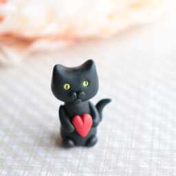 Pocket Pet Polymer Clay Cat Figurine Emotional Support Desk Buddy - thumbnail 2