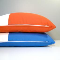 Cobalt Blue & White Outdoor Sunbrella?? Pillow Cover in Modern Color Block, Pacific Throw Cushions For Pool Loungers, Deck & Patio - thumbnail 3