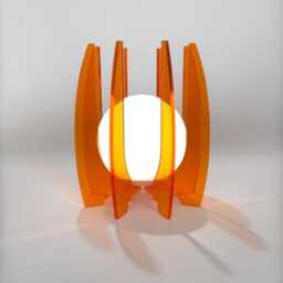 Orange Acrylic Led Orb Lamp Retro Futuristic Night Light - thumbnail 2