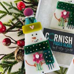 Gorgeous Fused Glass Snowman Christmas Decoration - Tree Decoration, Fused Cornwall, Cornish - thumbnail 3