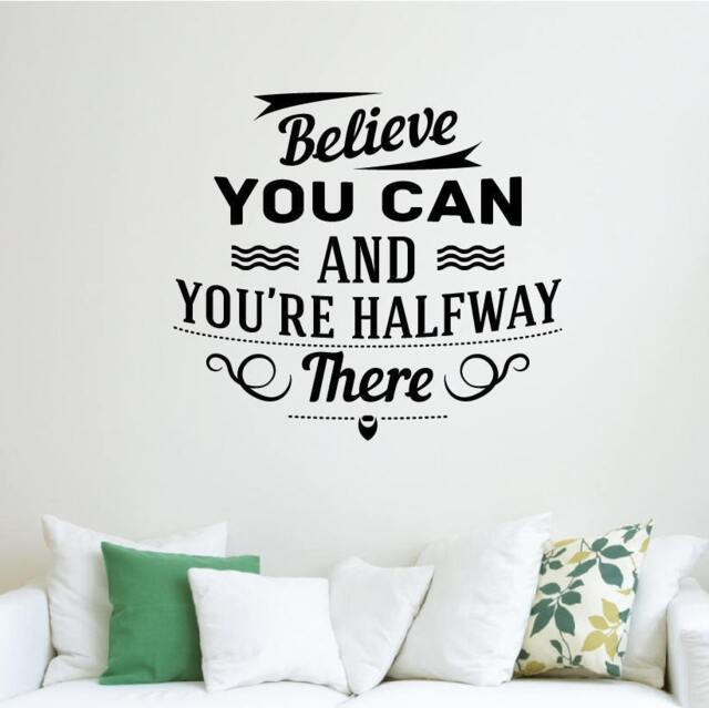 Believe You Can Wall Decal Motivational Decor Halfway There Quote Sticker Art Motivation Vinyl Good Home Decoration Gift Idea - image 1