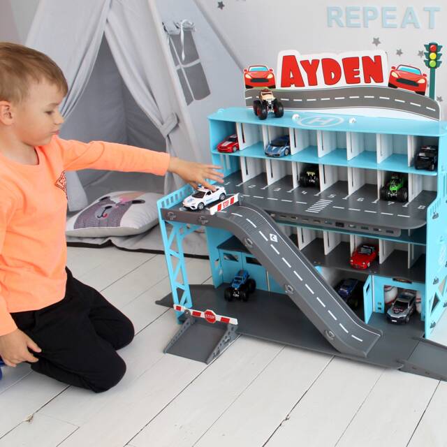 Toy Car Playset For Boys Age 3+ Monster Truck Storage Personalized Kids Furniture - image 1
