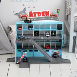 Toy Car Playset For Boys Age 3+ Monster Truck Storage Personalized Kids Furniture - thumbnail 3