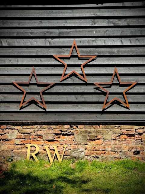 Rustic Metal Barn Stars Set Of 3, Garden Art Ornaments Alternative Wreath - image 1