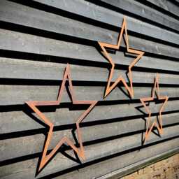 Rustic Metal Barn Stars Set Of 3, Garden Art Ornaments Alternative Wreath - thumbnail 3