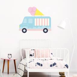Ice Cream Truck Wall Decal Blue & Pink Kids Room Decor