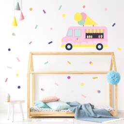 Ice Cream Truck Wall Decal Blue & Pink Kids Room Decor - thumbnail 2
