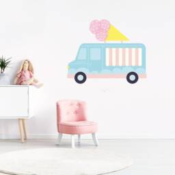 Ice Cream Truck Wall Decal Blue & Pink Kids Room Decor - thumbnail 3